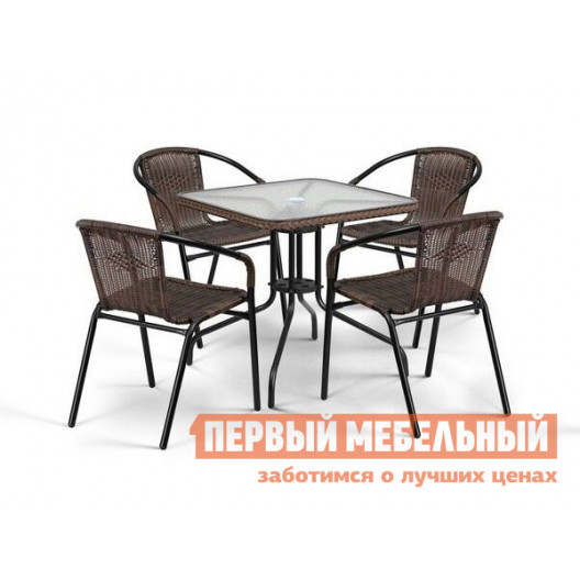 Комплект плетеной мебели  TLH-037/073-70х70 Brown 4Pcs Капучино