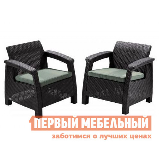 Плетеное кресло  CORFU DUO SET 17197993 Коричневый ротанг