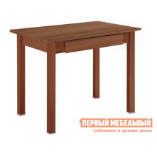 Кухонный стол  Стол обеденный прямая ножка с ящиком Вишня (массив) / Орех