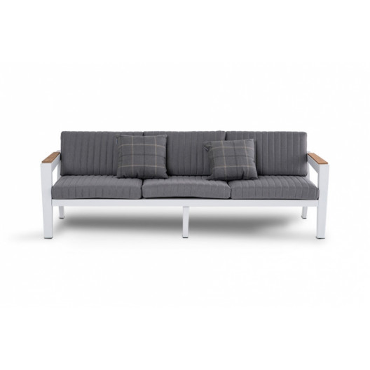 Трехместный диван из алюминия с подушками фореста (outdoor) серый 210x56x75 см. Трехместный диван из алюминия с подушками фореста (outdoor) серый 210x56x75 см.