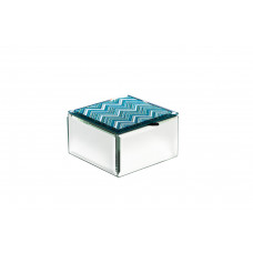 Шкатулка стеклянная (garda decor) голубой 10x7x10 см.