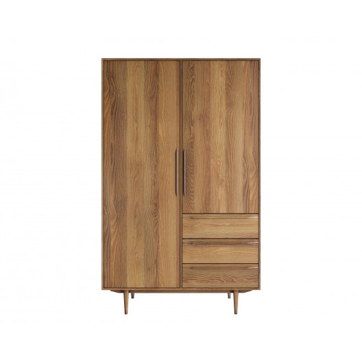 Двустворчатый шкаф с тремя ящиками bruni (etg-home) коричневый 120x195x55 см.