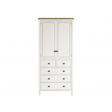 Шкаф двухстворчатый odri с 5 ящиками (etg-home) белый 90x200x60 см.