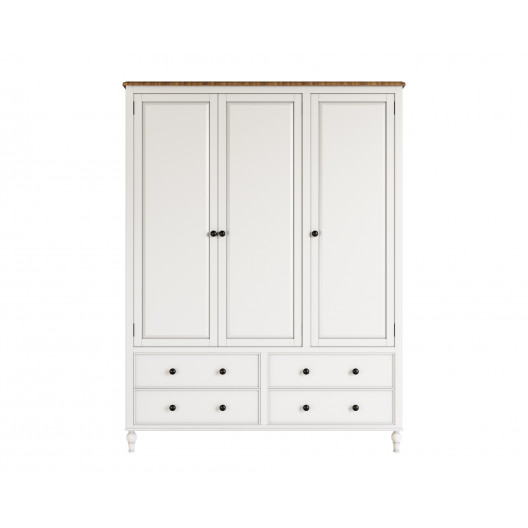 Шкаф трехстворчатый odri с ящиками (etg-home) белый 150x200x60 см.