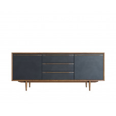 Комод brun black с тремя ящиками и дверками (etg-home) коричневый 180x75x45 см.