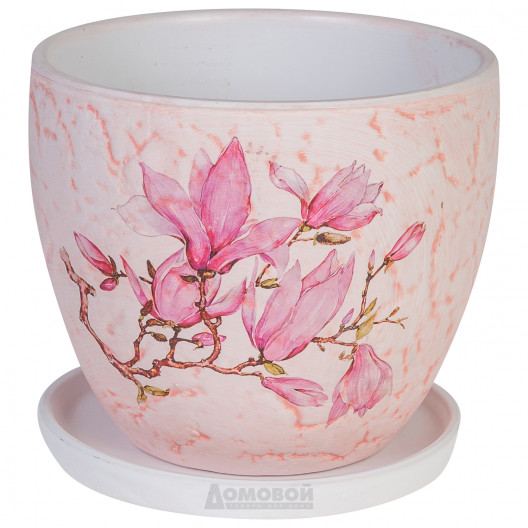 Горшок HOME DECOR Розовые цветы, 18х18,5 см, керамика Горшок HOME DECOR Розовые цветы, 18х18,5 см, керамика
