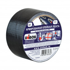 Лента клейкая армированная UNIBOB 48мм х 10м, черная (на основе х/б ткани),арт.40766