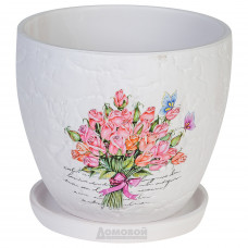 Горшок HOME DECOR Красные цветы, 14х16 см, керамика