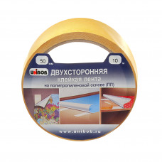 Лента клейкая двусторонняя UNIBOB 50мм х 10м (основа полипропилен) ,арт.28211
