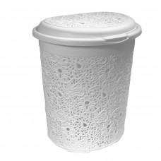 Корзина для белья IDEA Кружево, с крышкой, пластик, белый, 50л, М 2603