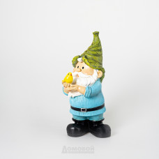 Фигура садовая Гном с птичкой, 14х12х27,8 см, полирезин