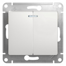 Выключатель 2-клавишный, с подсветкой, сх, 5, белыйGlossa, Schneider Electric